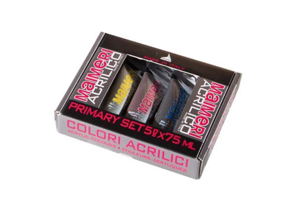 Immagine di Colori acrilici Primary - colori assortiti - Maimeri - set 5 tubetti da 75 ml