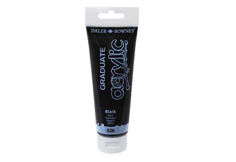 Immagine di Colore acrilico fine Graduate - 120 ml - nero - Daler Rowney