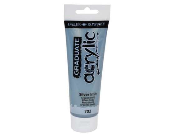 Immagine di Colore acrilico fine Graduate - 120 ml - argento imitazione - Daler Rowney