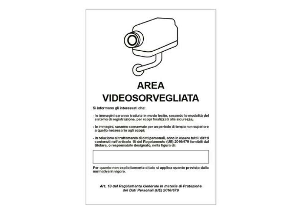 Immagine di Cartello segnalatore - 20x30 cm - AREA VIDEOSORVEGLIATA CON REGISTRAZIONE - alluminio - Cartelli Seg