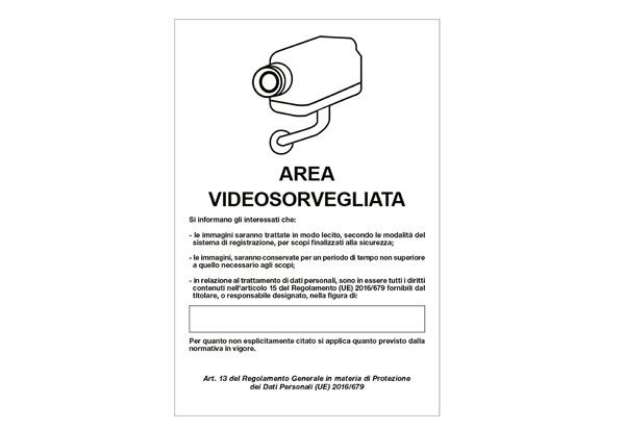 Immagine di Cartello segnalatore - 20x30 cm - AREA VIDEOSORVEGLIATA CON REGISTRAZIONE - alluminio - Cartelli Seg