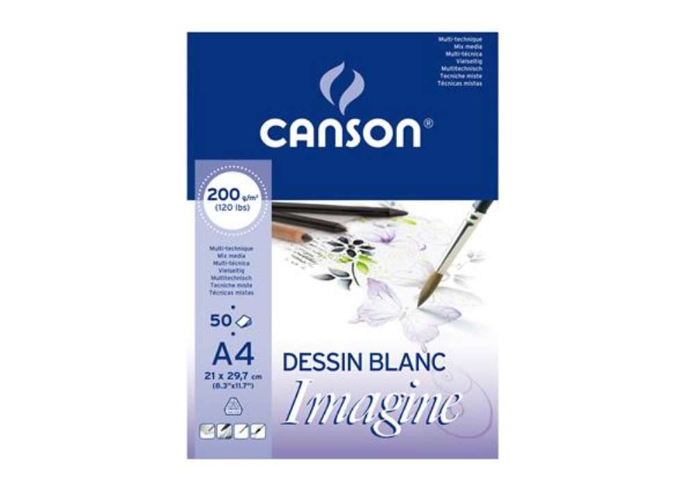 Immagine di Blocco collato lato corto Imagine - A4 - 200 gr - 50 fogli - Canson