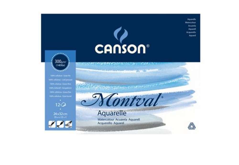 Immagine di Blocco collato lato corto Montval - 24x32  cm - 300 gr - 12 fogli - Canson