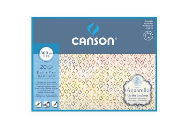 Immagine di Blocco collato 4 lati Aquarelle - 31x41 cm - 300 gr - 20 fogli - grana ruvida - Canson