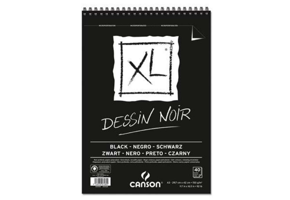 Immagine di Album spiralato lato corto XL - A3 - 150 gr - 40 fogli - nero - Canson