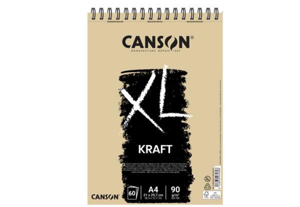 Immagine di Album spiralato lato corto XL kraft - A4 - 90 gr - 60 fogli - Canson