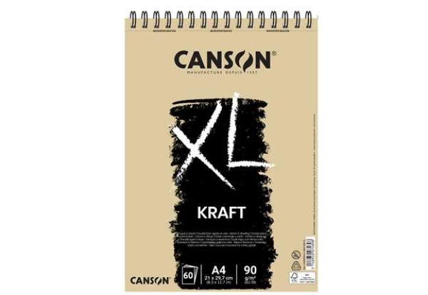 Immagine di Album spiralato lato corto XL kraft - A4 - 90 gr - 60 fogli - Canson