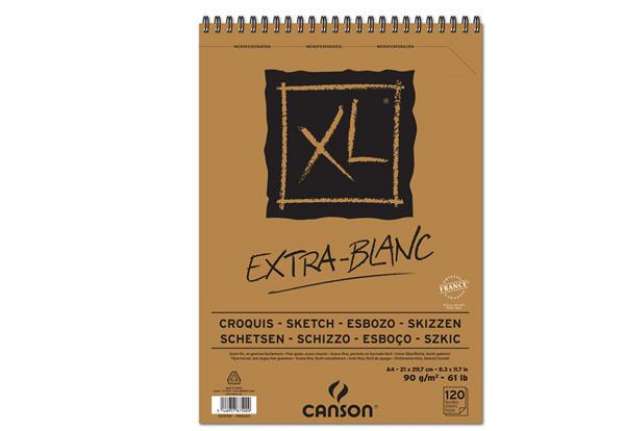 Immagine di Album spiralato lato corto XL - A4 - 90 gr - 120 fogli - extra white - Canson