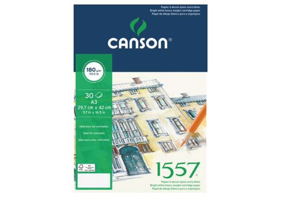 Immagine di Blocco collato lato corto  1557 - A3 - 180 gr - 30 fogli - Canson