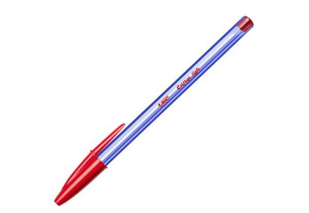 Immagine di Penna a sfera con cappuccio Cristal Soft  - punta 1,2mm - rosso - Bic - conf. 50 pezzi