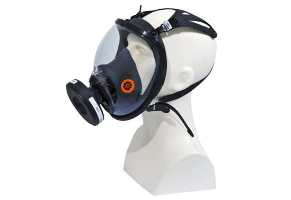 Immagine di Maschera completa M9300 Strap Galaxy - policarbonato/silicone - nero/arancio - Deltaplus