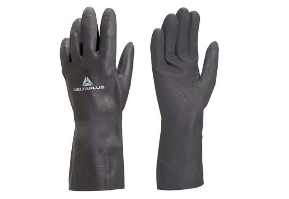 Immagine di Guanti per protezione chimica VE509 - neoprene floccato cotone - taglia 07/08 - nero - Deltaplus