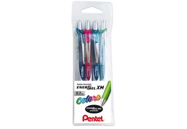 Immagine di Roller scatto Energel XM - punta 0,7 mm - colori assortiti - Pentel - astuccio 4 pezzi