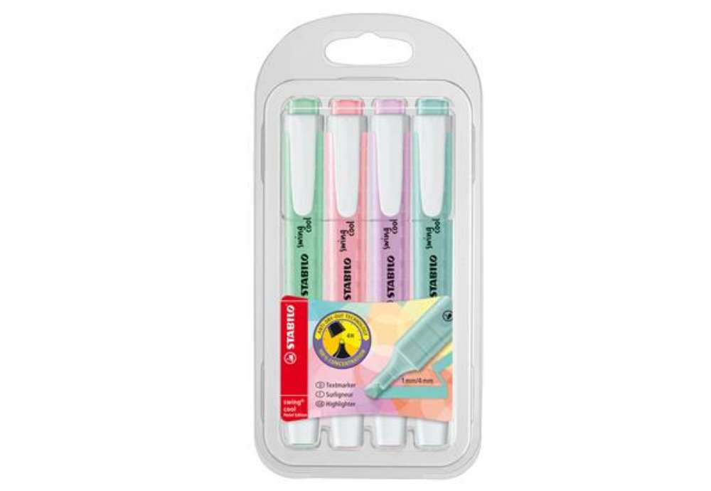 Immagine di Evidenziatore Swing Cool Pastel - punta a scalpello - tratto 1 - 4 mm - colori assortiti classic - S