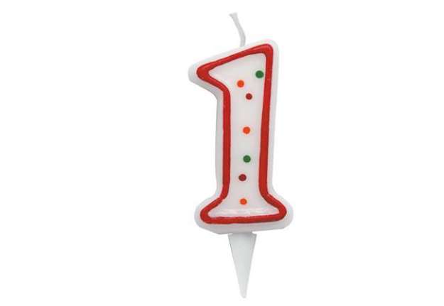 Immagine di Candelina Zuccherino - numero 1 - H 8.5 cm - Big Party