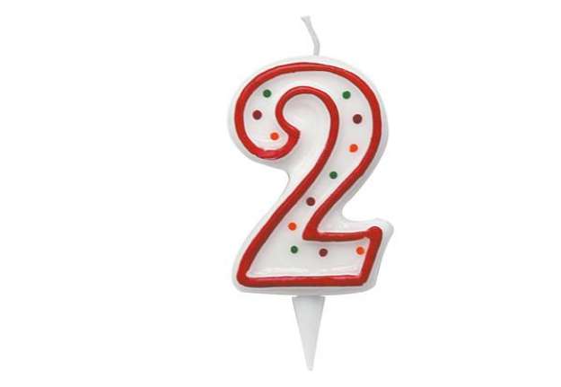 Immagine di Candelina Zuccherino - numero 2 - H 8.5 cm - Big Party