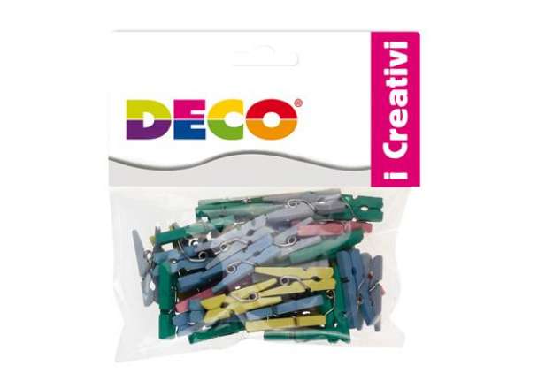 Immagine di Mollettine mini - in legno - colori pastello - 25 mm  - Deco - conf. 45 pezzi