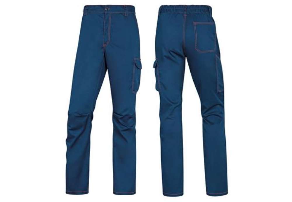 Immagine di Pantalone da lavoro Panostrpa - sargia/poliestere/cotone/elastan - taglia L - blu/arancio - Deltaplu