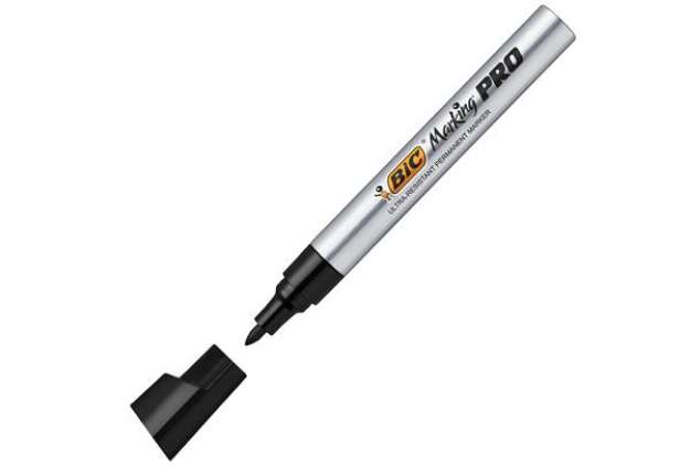 Immagine di Marcatori permanenti Marking Pro - punta tonda - nero - Bic - scatola 12 pezzi