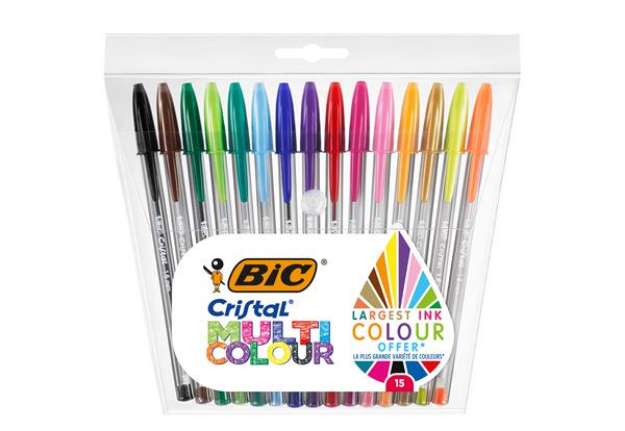 Immagine di Penna sfera Cristal multicolor - punta 1,6 mm - colori assortiti - Bic - conf. 15 pezzi