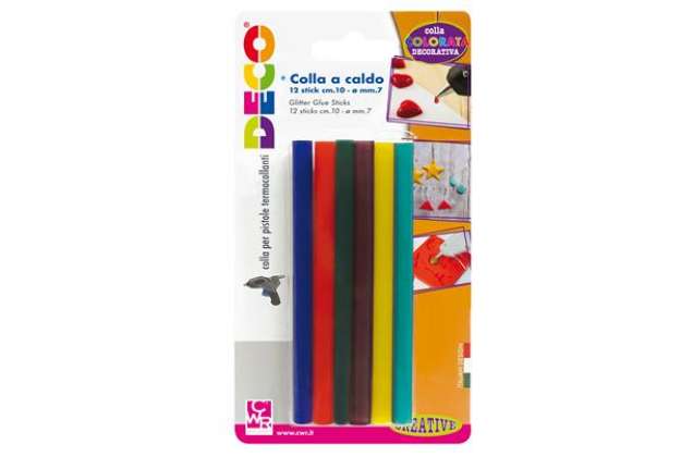 Immagine di Colle stick per pistole mini - colori assortiti - ? 7 mm - lunghezza 10 cm - Deco - conf. 12 pezzi