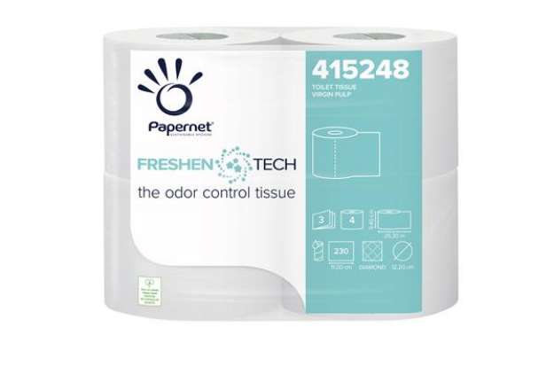 Immagine di Carta igienica classica Freshen Tech - 3 veli - 230 strappi - diametro 12,2 cm -15,5 gr - 9,5 cm x 2