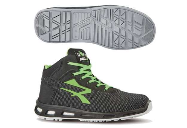 Immagine di Calzatura di sicurezza Hard S3 SRC - pelle idrorepellente - numero 46 - grigio scuro/verde - U-Power