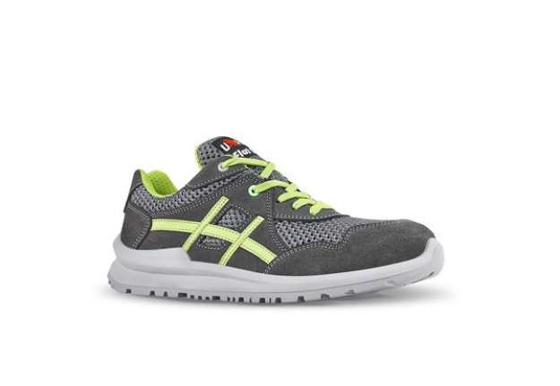 Immagine di Calzatura di sicurezza Nico S1P SRC Flat Out - pelle scamosciata morbida - numero 38 - grigio/verde