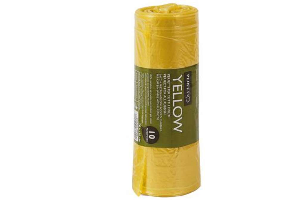 Immagine di Sacchi rifiuti Classic - 70 x 110 cm - 120 L - 20 micron - giallo - Perfetto - conf. 10 pezzi