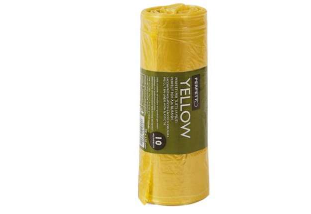 Immagine di Sacchi rifiuti Classic - 70 x 110 cm - 120 L - 20 micron - giallo - Perfetto - conf. 10 pezzi