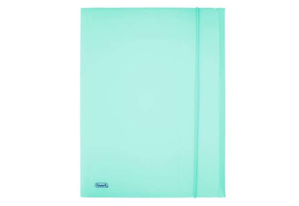Immagine di Cartella 3 lembi con elastico Pastel - 24 x 33cm - dorso 1 cm - PP - celeste - Favorit
