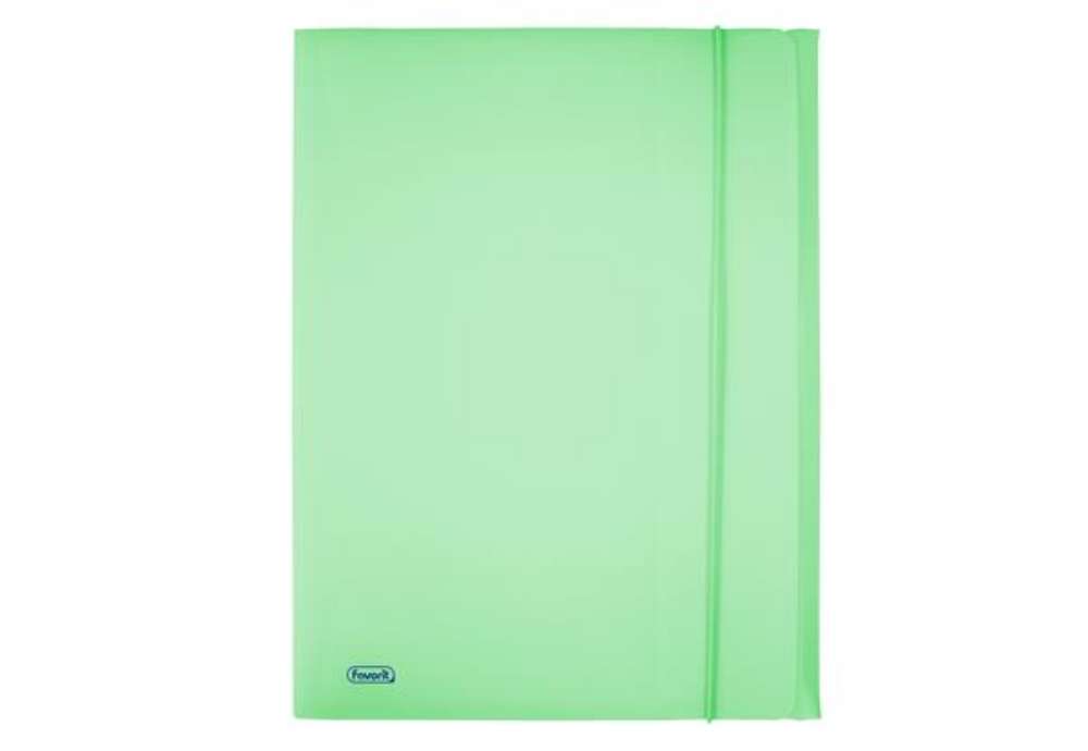 Immagine di Cartella 3 lembi con elastico Pastel - 24 x 33cm - dorso 1 cm - PP - smeraldo - Favorit
