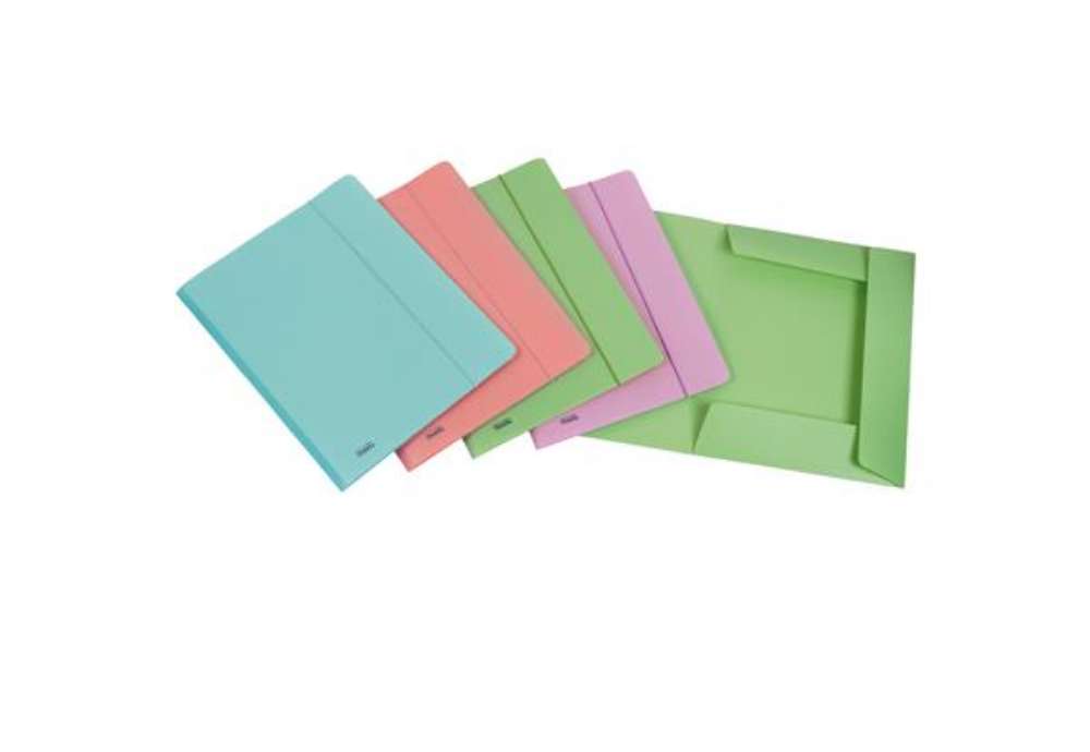 Immagine di Cartella 3 lembi con elastico Pastel - 24 x 33cm - dorso 1 cm - PP - colori assortiti - Favorit