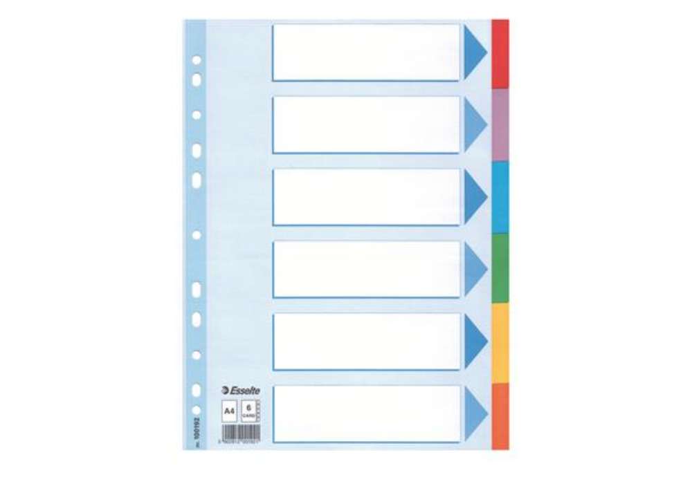 Immagine di Intercalare cartoncino - 6 tasti colorati - A4 - Esselte
