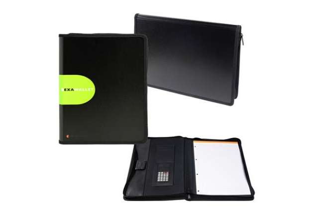 Immagine di Conferenziere con calcolatrice Exawallet - PPL - 26,5x34 cm - nero - Exacompta