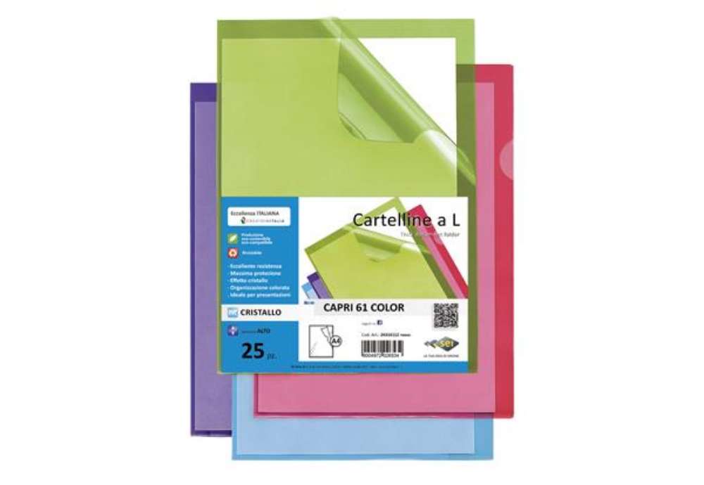 Immagine di Cartellina a L Capri 61 color - A4 - PVC - liscio pesante - azzurro - Sei Rota - conf. 25 pezzi