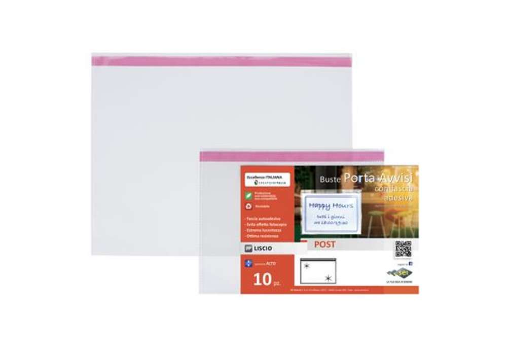 Immagine di Buste porta avvisi orizzontali - A4 - 30 x 22 cm - trasparente - Sei Rota - conf. 10 pezzi