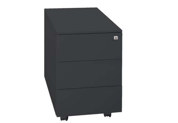 Immagine di Cassettiere in metallo - 3 cassetti - 40 x 59 x 54 cm - nero - Bertesi