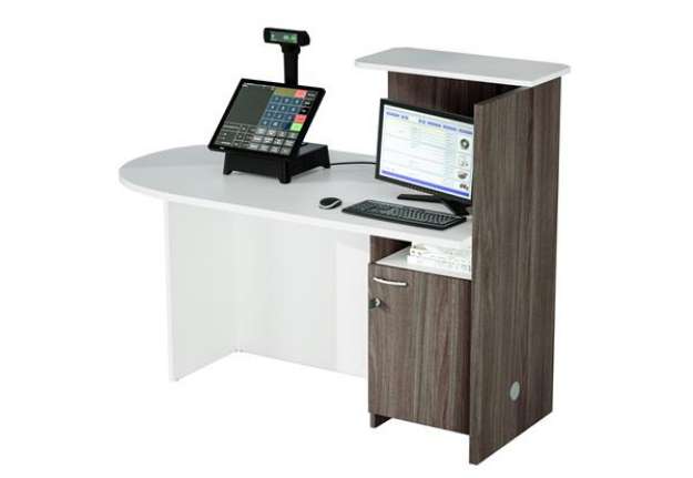Immagine di Reception concept - sinistra - 143 x 83 x 117 cm - bianco/frassino toscano