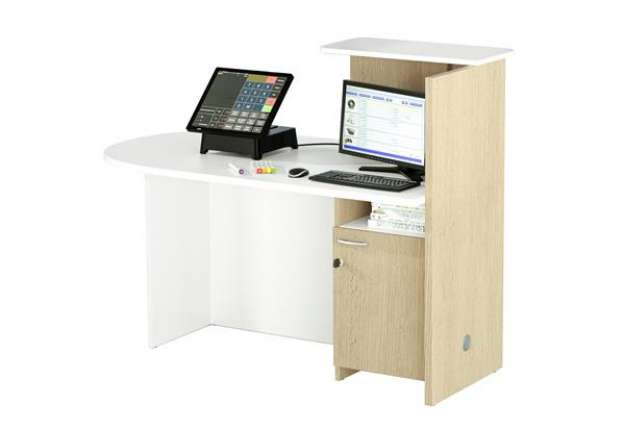 Immagine di Reception concept - sinistra - 143 x 83 x 117 cm - bianco/rovere