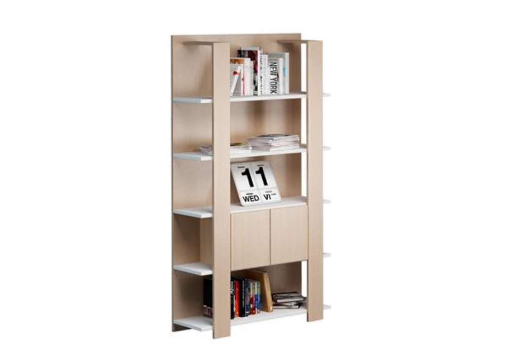 Immagine di Libreria alta Concept - 5 ripiani - 100 x 38,6 x 198 cm - bianco/rovere