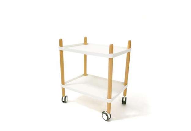 Immagine di Carrellino multiuso - 50 x 36 x 55 cm - PPL/faggio - bianco/faggio - Paperflow