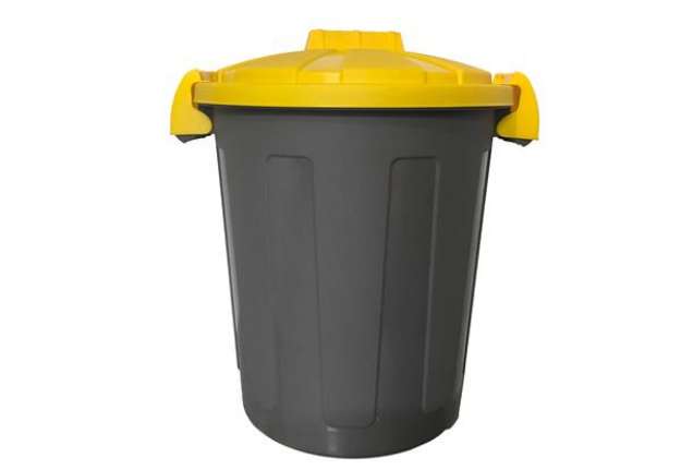 Immagine di Contenitore portarifiuti Dusty - diametro 36 cm - altezza 45 cm - 25 L - coperchio giallo - Mobil Pl
