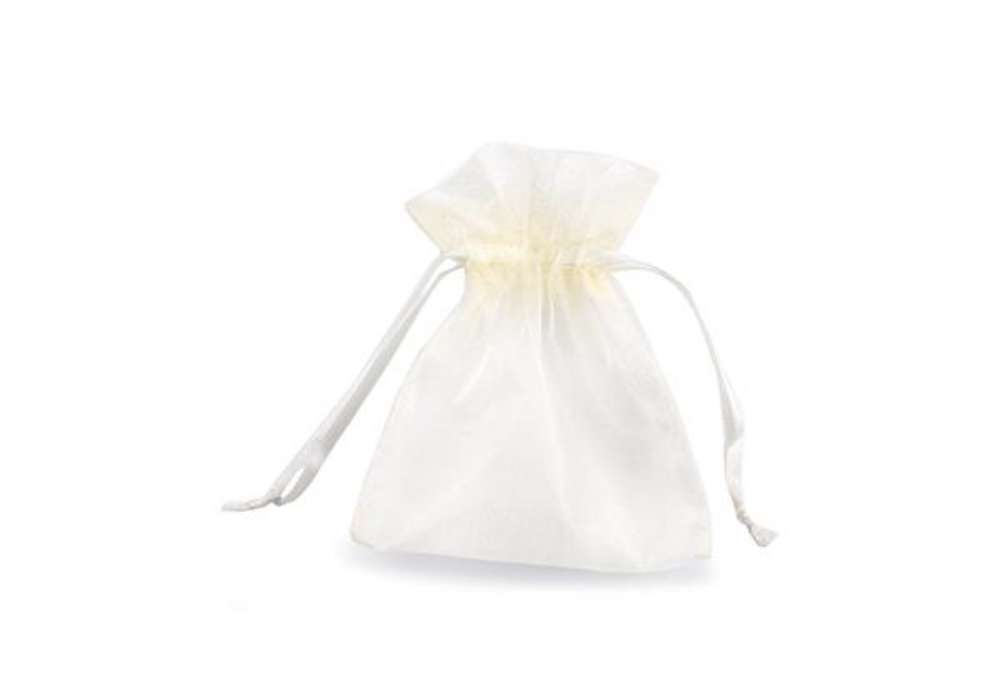 Immagine di Sacchetti bomboniera Milly - 8,5 x 10 cm - organza - avorio - PNP - conf. 20 pezzi