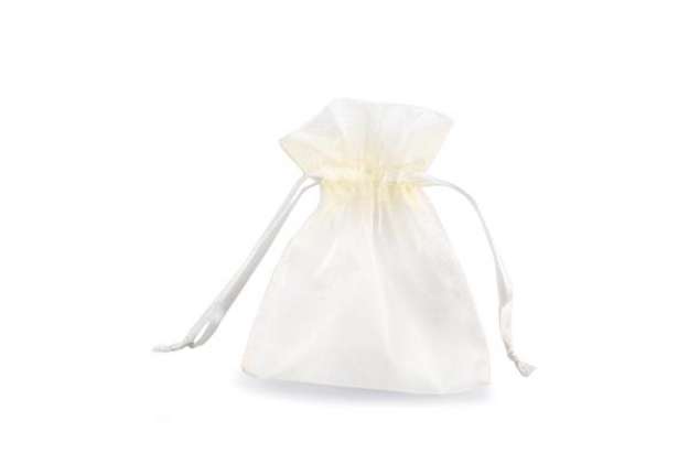Immagine di Sacchetti bomboniera Milly - 8,5 x 10 cm - organza - avorio - PNP - conf. 20 pezzi