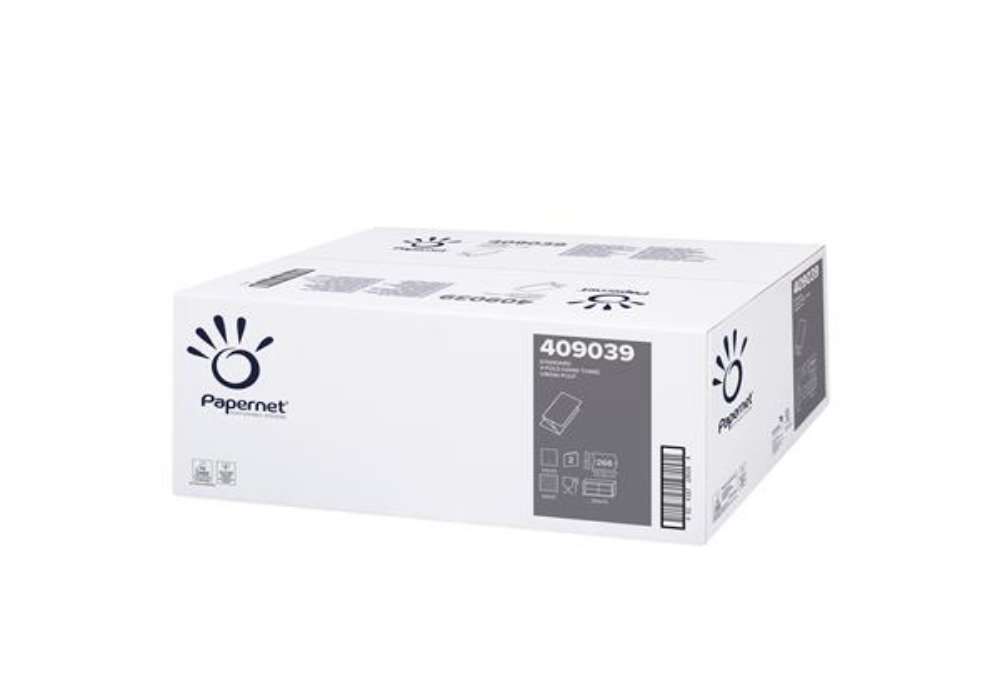 Immagine di Asciugamani piegati a V - 22 x 21 cm - 18 gr - goffrata onda - bianco - Papernet - conf. 266 pezzi