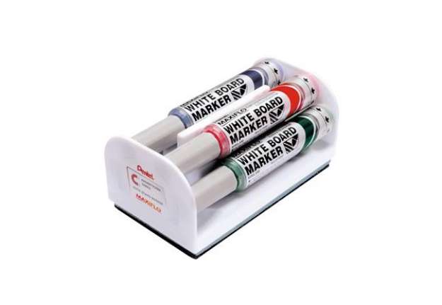 Immagine di Marcatori Maxiflo con cancellino - punta conica 6 mm - colori assortiti - Pentel - set 4 + 1 pezzi