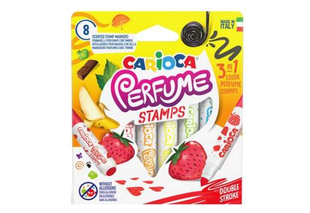 Immagine di Pennarelli Perfume Stamps - punta doppia 7,0 mm - colori assortiti - Carioca - astuccio 8 pezzi