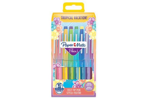Immagine di Pennarello Flair Nylon - colori assortiti Tropical - Papermate - conf. 16 pezzi