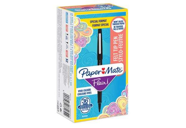 Immagine di Pennarello Flair Nylon - punta 1,10 mm - nero - Papermate - conf. 30 + 6 pezzi